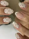 24pcs Minimalist Black Polka Dot Short Oval False Nails